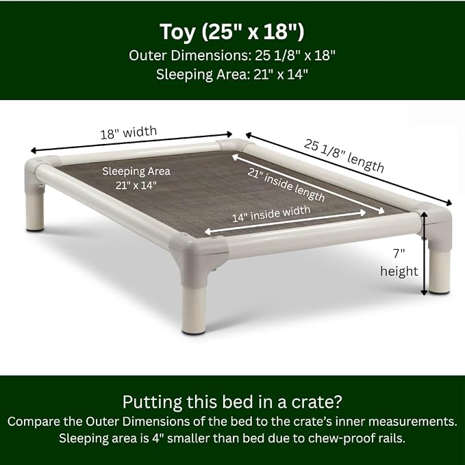 Kuranda Chewproof Elevated Dog Bed – 25" x 18" - Sunsure Textilene - Sierra