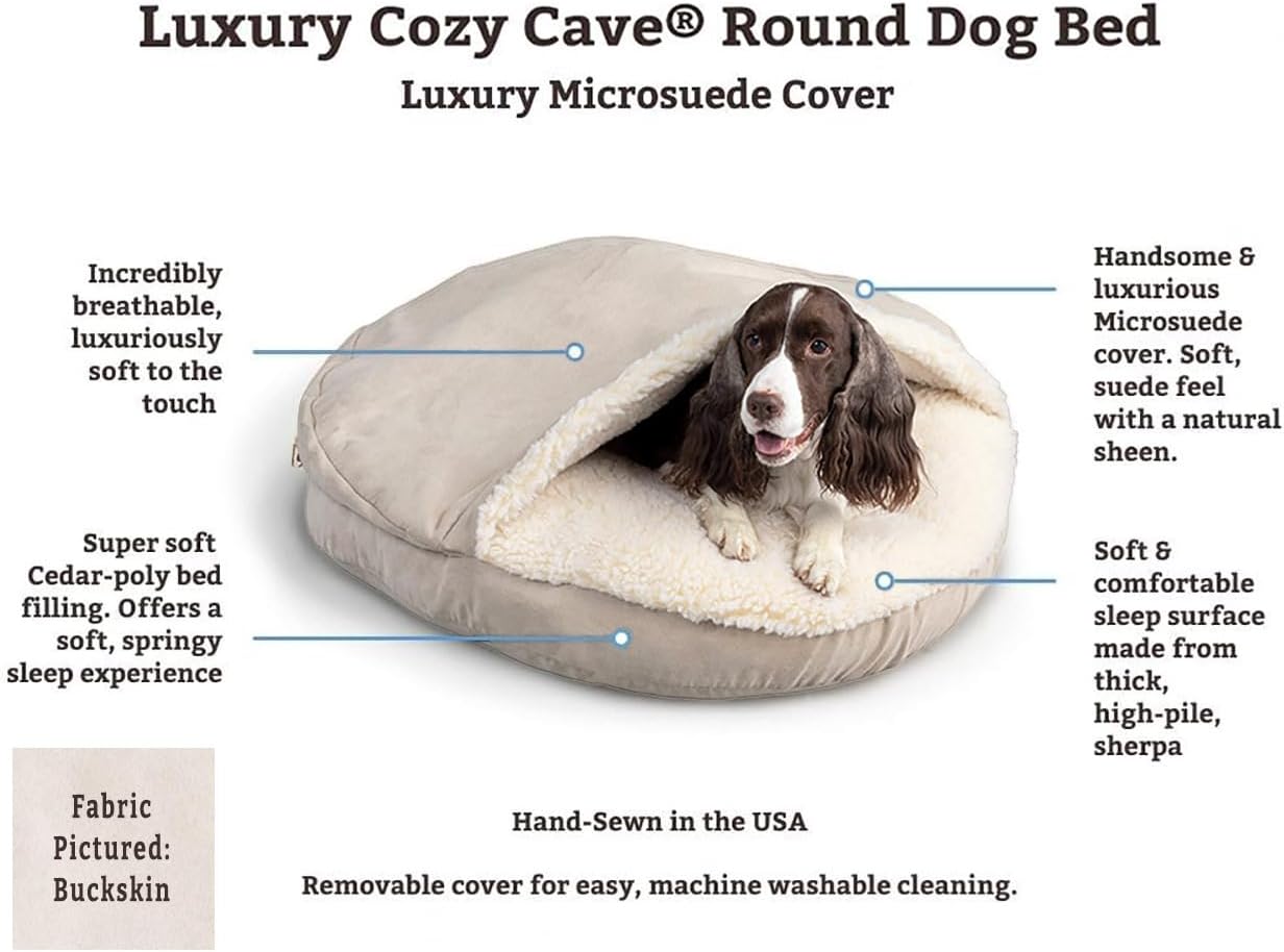 Snoozer Luxury Microsuede Cozy Cave Pet Bed, Extra Large, Black