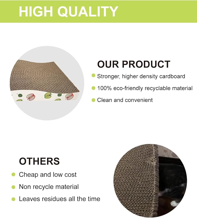 TIMHAKA Cat Scratching Board, Corrugate Cat Scratcher for Indoor Cats with Catnip, Cat Scratch Pad with Premium Scratch Textures Design, Cardboard Cat Scratcher with Double-Sided Usability (Pack of 6)