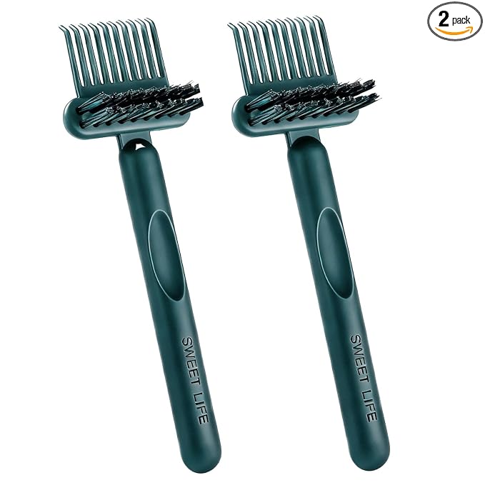 2 Pack Hair Brush Cleaning Tool, 2-in-1 Cleaner Tool, Portable Cleaning Tool Set for Brush Comb Keyboard, Remover Rake for Removing Hair Dust, Home and Salon Use(Sage Green)