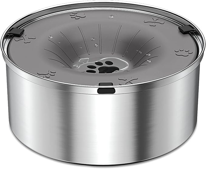 SCHITEC Dog Water Bowl No Spill 40oz/1.2L Slow Drinking Anti-Splash Stainless Steel Dog Bowl with Floating Disk, Spill Proof Pet Travel Water Dispenser for Sloppy Messy Drinkers(Gray)