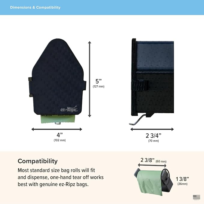 Indoor/Outdoor Dog Poop Bag Dispenser Wall Mount (Black), Includes 3 Sample Rolls of Waste Bags, Easy Setup Dog Poop Station