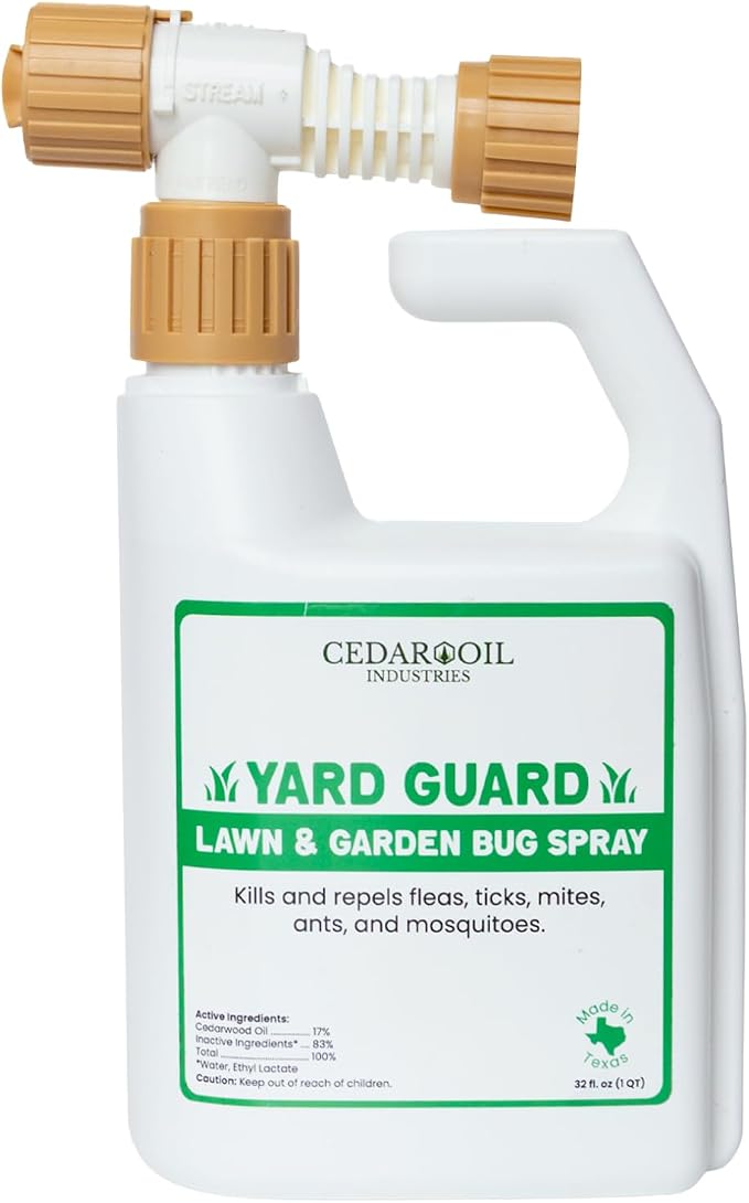 Yard Guard | Non-Toxic, Natural, Ready-to-Use Outdoor Pest Control Spray Safe for Pets & Family | Kills & Repels Fleas, Ticks, Flies, Ants, Mites, Mosquitoes, & More | 32 Fl Oz with Hose End Sprayer