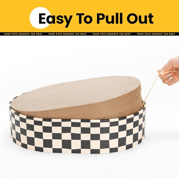 Conlun Cat Scratcher Box with 4 Cat Scratching Board Reversible Scratch Pad, Heavy Duty Corrugated Cardboard Pet Bed Lounger Kitty Scratchers for Indoor, Protects Furniture,Kittens Gifts-Large