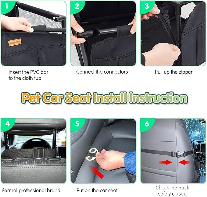 Dog Car Seat Puppy Portable Pet Booster Car Seat with Clip-On Safety Leash and Stable Fram, Anti-Collapse,Perfect for Small Pets