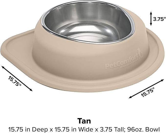 WeatherTech Single Low Pet Feeding System - Heavy-Duty Dog & Cat Food/Water Bowl - 96 oz (12 Cups) Tan (SL9603TN)