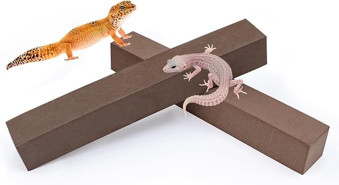 2-Pack Adjustable Reptile Climbing Branches – Brown Compressed Foam Strips for Tree Frogs, Geckos & Small Arboreal Pets | Naturalistic Habitat Decor
