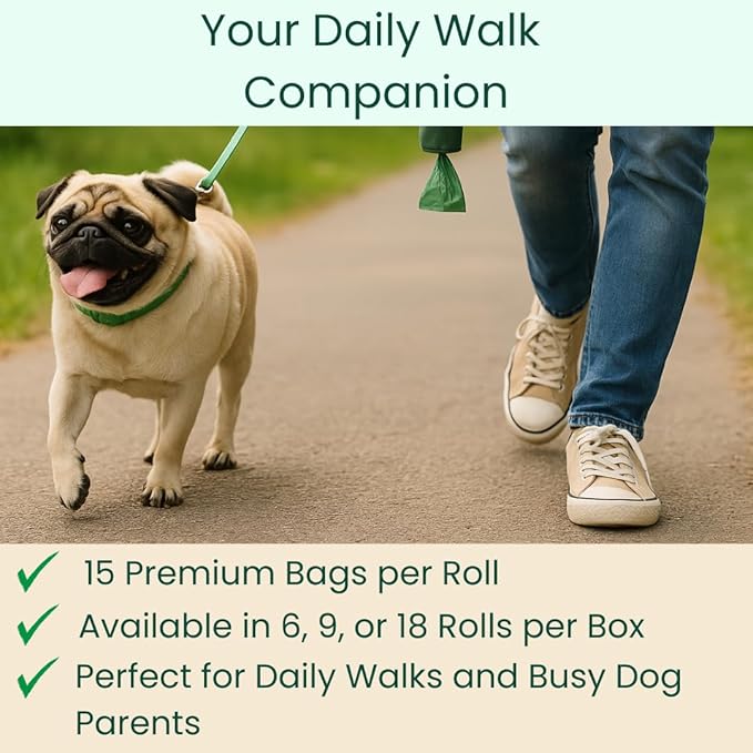 Paws4Green 100% Certified Home Compostable Poop Bags (135 Count 9 Rolls), Plant Based, Extra Thick (20 Micron) Leak Proof, Unscented Standard Size 9 X 13'', ASTM D6400 & EN 13432 Compliant