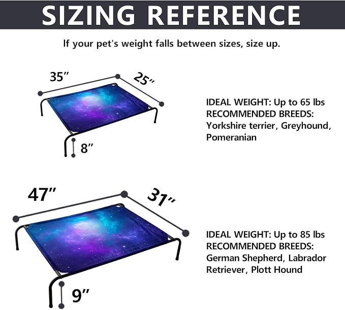 Galaxy Space Starry Orthopedic Elevated Dog Pet Bed(47"X31"X9"),with Metal Frame,Printing Breathable Waterproof Dog Kennel,Sleeping Bed Set for Small Medium Large Dogs Cats,for Home,Outdoor Use
