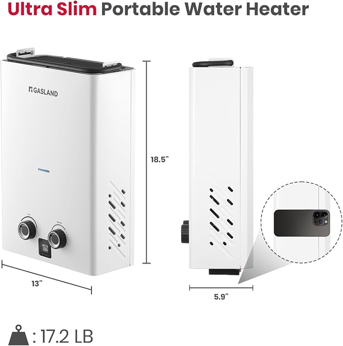 GASLAND Goshower 2.64GPM Outdoor Propane Tankless Water Heater 10L, Compact Portable Hot Water heater with Pump & Pipe Strainer for Off Grid, Portable Camping Water Heater, 68,000 BTU, G10 Pro
