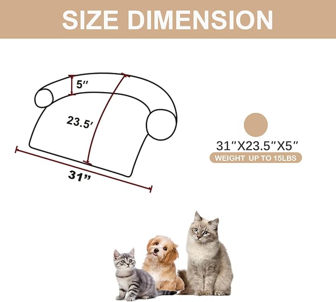 Luxurious Calming Dogs/Cats Bed Mats, Dog Pad Washable Removable Couch Cover, Plush Long Fur Mat for Pets, Waterproof Lining, Perfect for Small, Medium and Large Dogs and Cats (Beige, 31"x23")