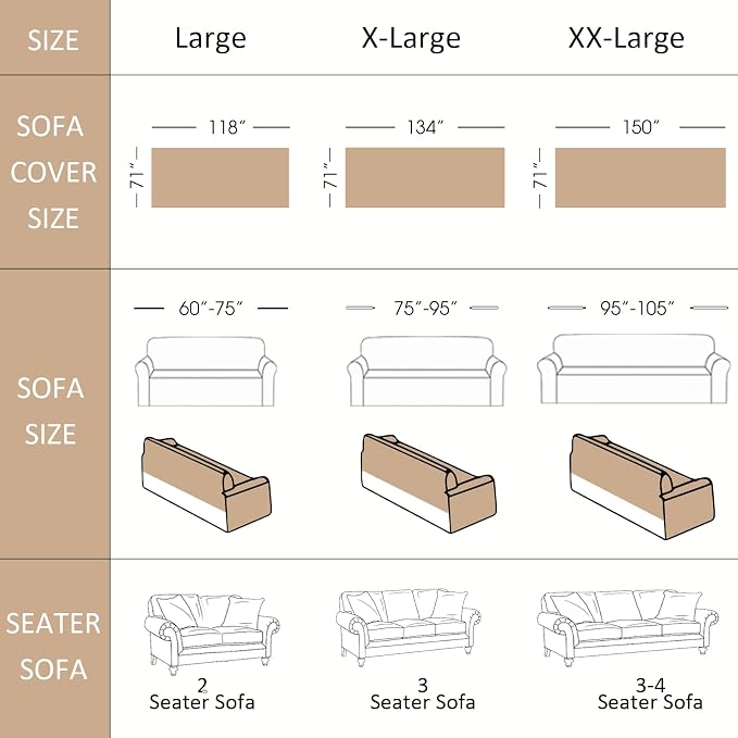 VClife Chenille Sofa Cover Bohemian Striped Pattern Couch Cover for 2 Cushion Sofa - Cream and Gray Textured Sofa Slipcover Washable Furniture Protector for Couch Decorative Couch Cushion Cover