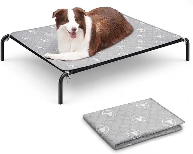 PJYuCien Raised Dog Bed with Pad, 48'' Gray | Saves Time and Effort, Easy to Clean, Portable, Indoor and Outdoor, Suitable for Puppy, Cat and Other Small Animals