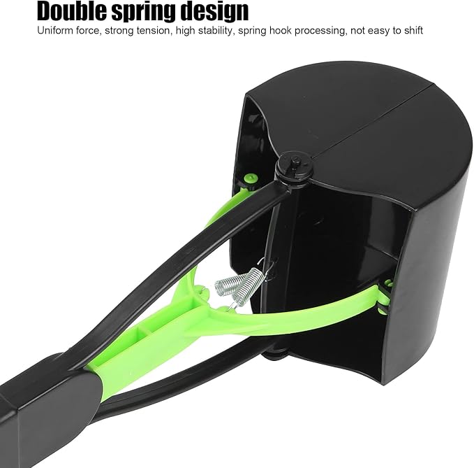Pet Poop Scoop, Long Handle Jaw Scooper with Foldable Design, Heavy Duty Plastic, Nonstick Surface, Dog Waste Picker for Grass Lawn, Indoor Outdoor (Green Black)