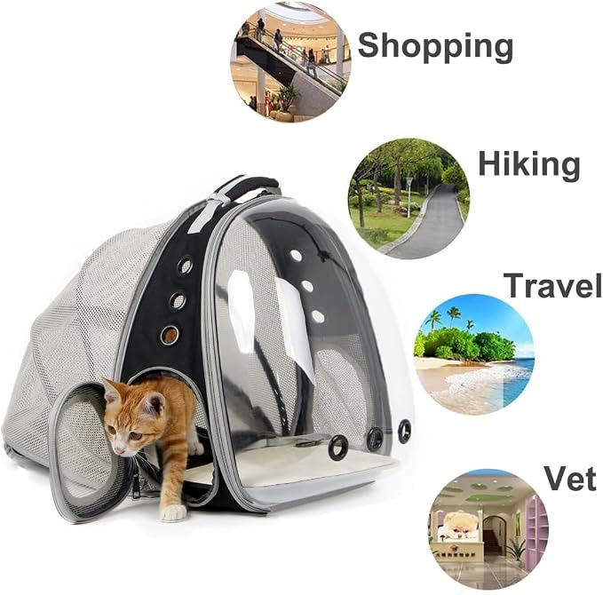 Cat Bubble Backpack with Fan, Fit up to 12 lbs, Space Capsule Astronaut Clear Window Pet Travel Carrier Backpack for Cat and Small Puppy