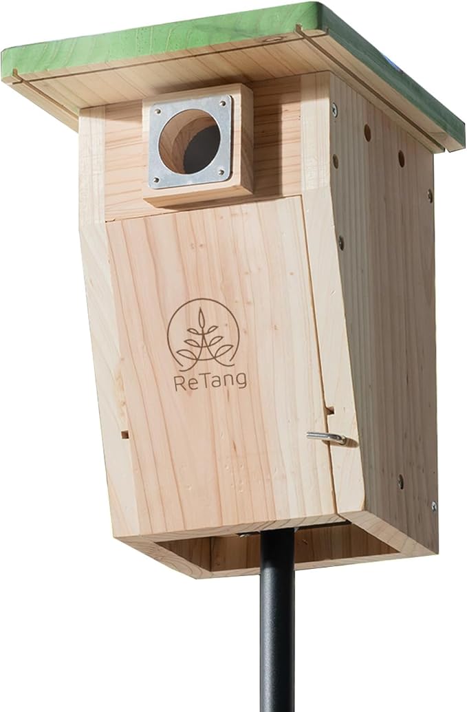 3/4 inch Thick Cedar Bird Houses with Metal Predator Guard, Nesting Box Birdhouse for Easy Cleaning, Wooden Bluebird Houses for Outside, Outdoor Wild Bird Watching, Swallow Wren Chickadee…