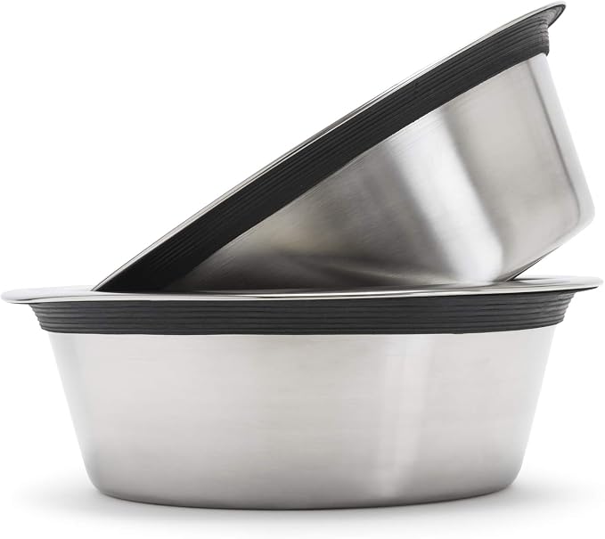 Pilsen Raised Dog Feeder - 10" Tall - Black, Metal - Elevated Pet Bowl Feeder with Stainless Steel Bowls