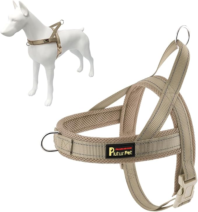 Plutus Pet No Pull Dog Harness for Puppy Small Dogs, Breathable Mesh Padded | Adjustable Reflective with Handle, Escape Proof, Quick Fit Pet Vest, Front Clip, for Training and Walking, Beige, XS