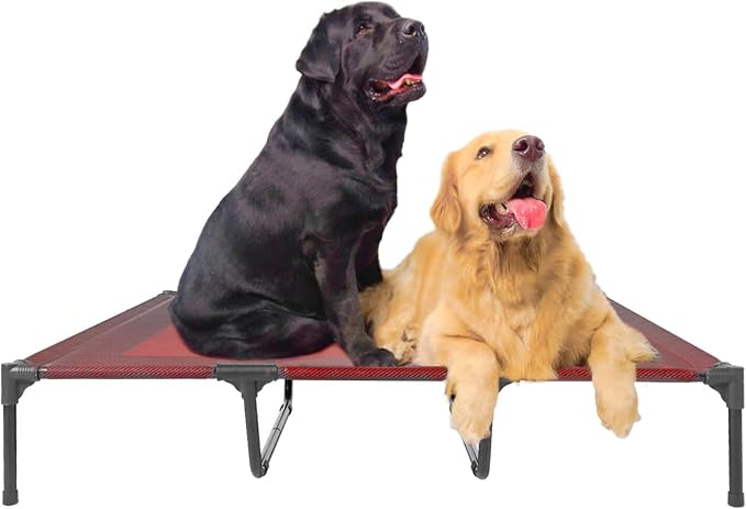 Elevated Dog Bed Waterproof Outdoor, Portable Raised Dog Beds, Dog Cot Off the Floor, Dog Bed Easy Clean Indoor or Outdoor Use, X Large, Red