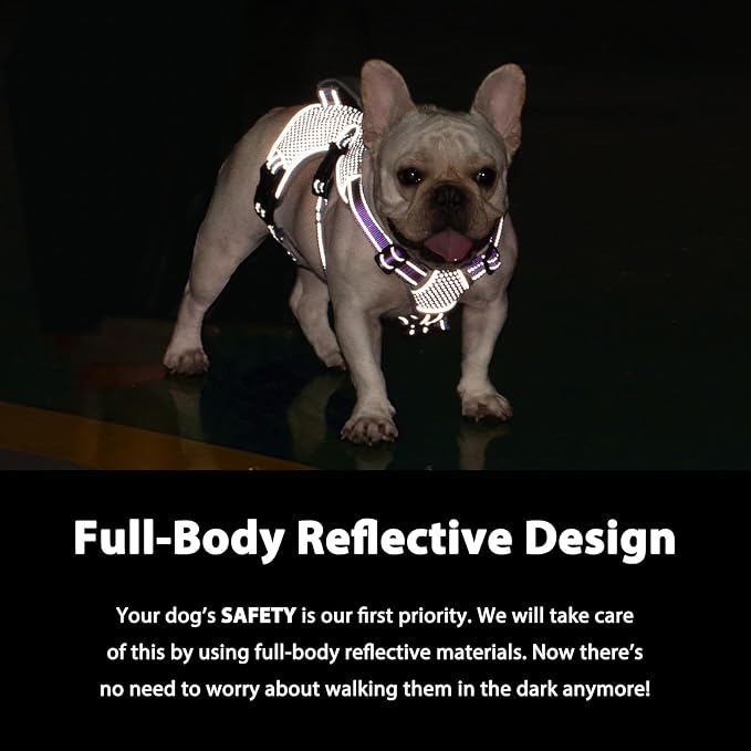 Escape Proof Dog Harness, Dachshund Harness, Reflective Dog Harness with Handle, Durable,Adjustable Vest for Small Medium Large Dogs Walking, Training, and Running Gear (Lavender Purple,XL)