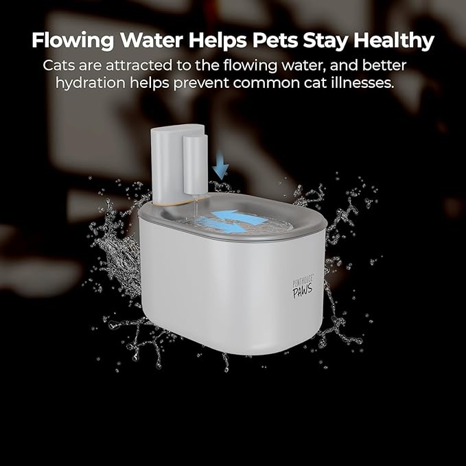 Penthouse Paws Smart Wireless Water Fountain for Cats and Dogs, 3.5L, App-Controlled, Whisper-Quiet, Easy to Clean Pet Water Fountain, Water Dispenser (White)
