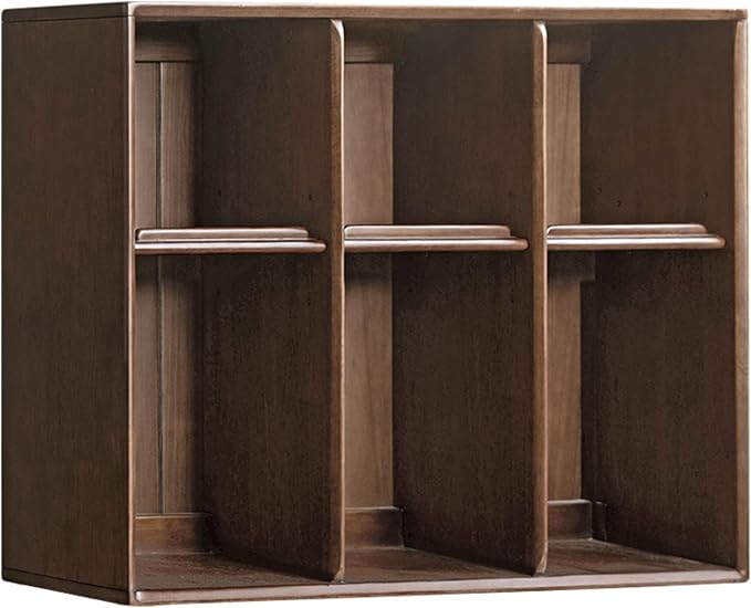 YESWOOD Modular Bookcase Storage Cubes, 100% Solid Rubberwood TV Stand Free Combination, Small Walnut Color Buffet Cabinet for Living Room Bedroom Study
