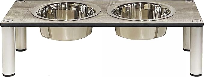 Raised Pet Bowls for Cats and Dogs, Outdoor Elevated Dog Cat Food and Water Bowls Stand Feeder on Aluminum Legs with 2 Stainless Steel Bowls Sizes for Small Medium and Large Dogs. - Small (Monte)
