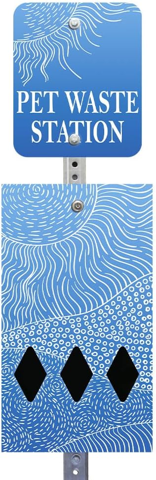 Zero Waste USA - DISPENSE-ART™ Mini Dog Waste Station - Rolling Hills-Blue | UV-printed aluminum bag station with 400 bags, 25% larger dispenser, installs beside existing trash cans, 10-year warranty