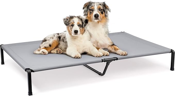 Elevated Dog Bed, Cooling Raised Pet Cot with Chew Proof Mesh Fabric and Steel Frame, Portable Dog Cot Bed with No-Slip Rubber Feet, 60 in