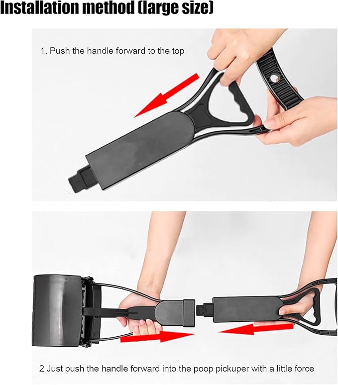 23 7 Inches Longer Handle Pet Jaw Poop Scooper for Large Small Dogs, Pooper Scooper, Portable Dog Cat Waste Picker Washing Tool with for Long-Lasting Spring for Grass, Sewage, Gravel(Black)