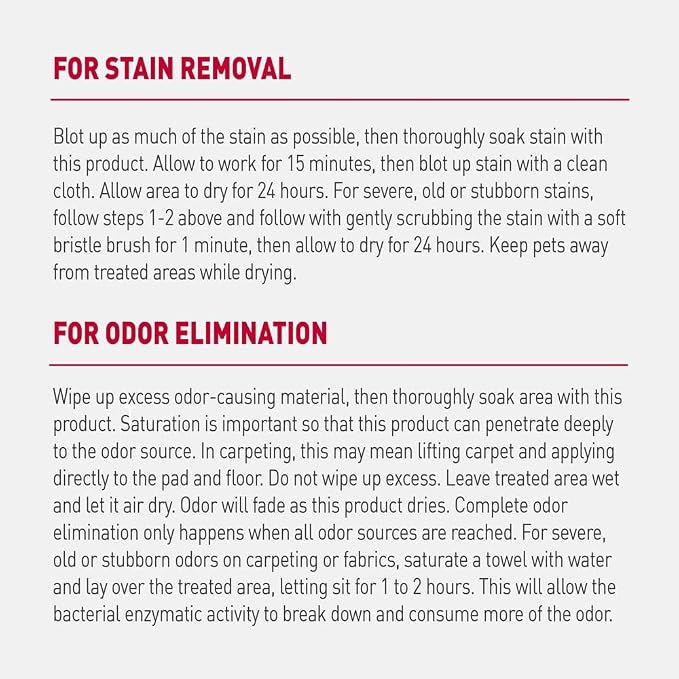 Nature’s Miracle® Advanced Stain & Odor Eliminator, 128 fl oz, Fresh Scent, Severe Mess Enzymatic Formula for Tough Pet Messes