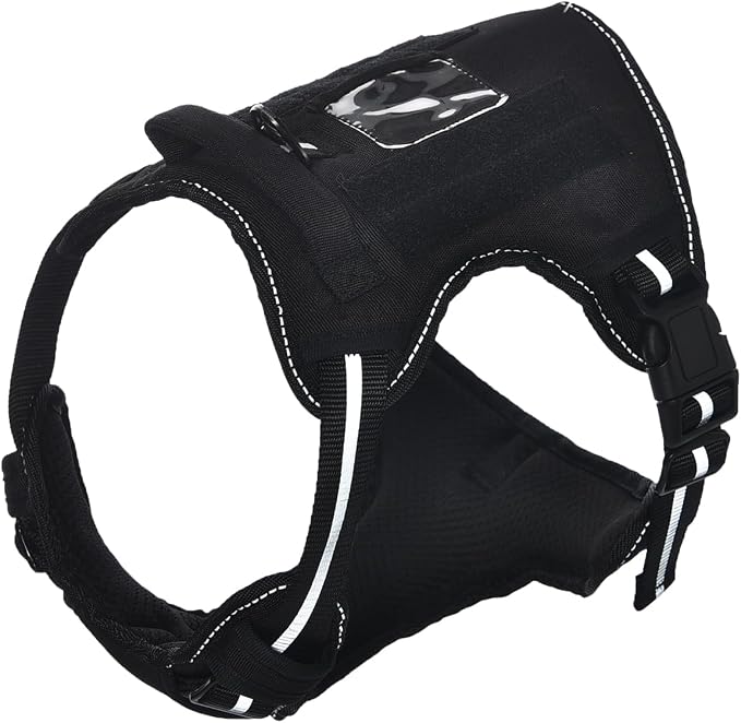 Amazon Basics No-Pull Dog Harness, Adjustable Front Clip, Tactical Vest, Escape Proof, Large, Black