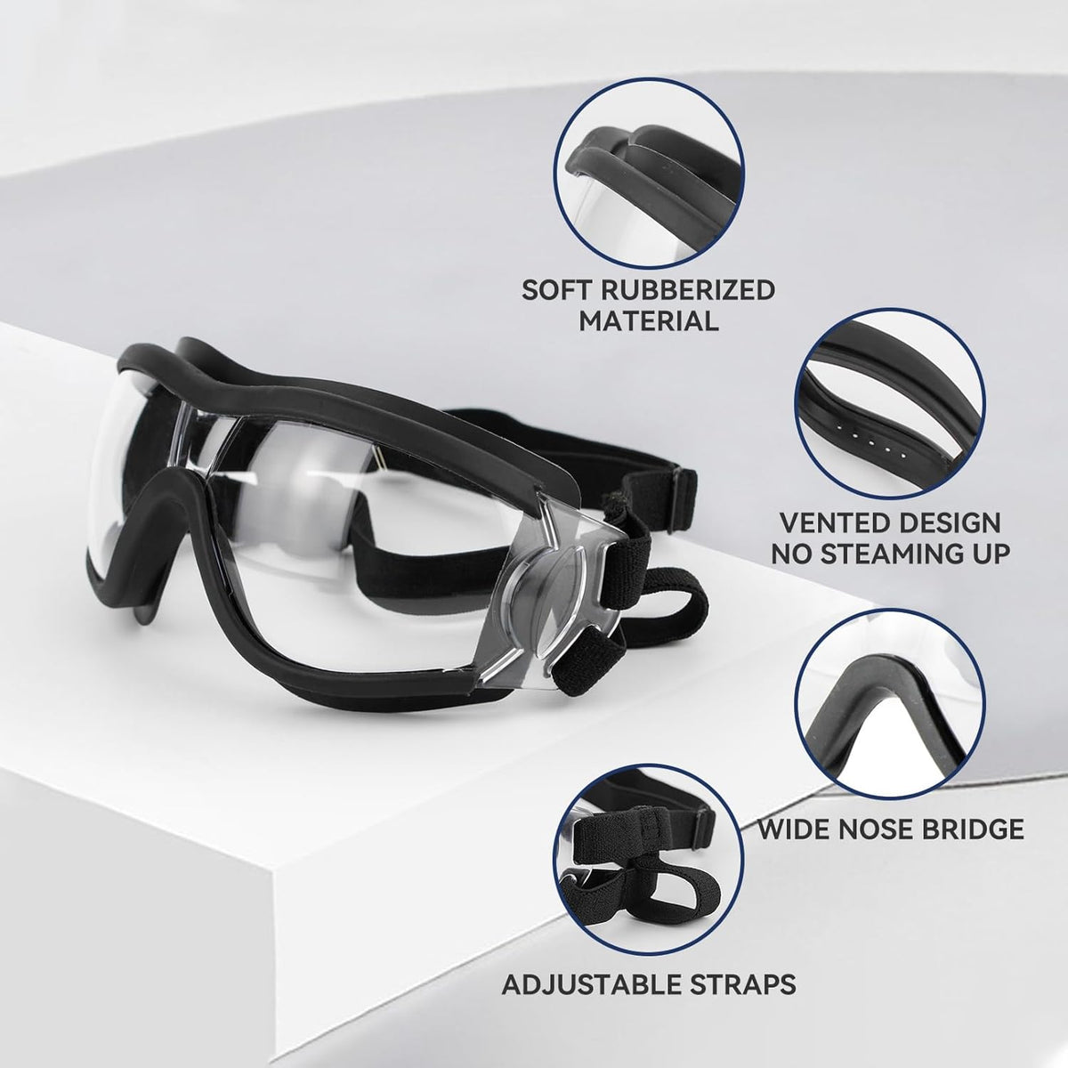 Dog Goggles Anti-UV Windproof Dog Sunglasses Eye Protection for Medium Large Dogs with Adjustable Straps/Clear Lense