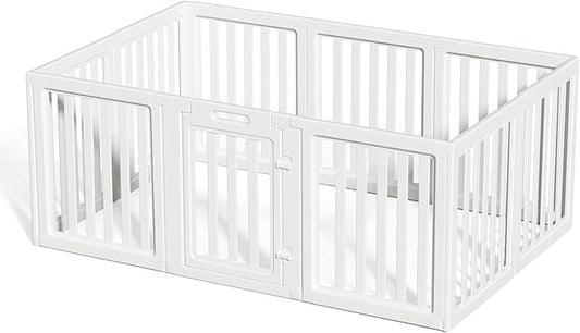 LoveTail Clear Dog Play Pen,Pet Playpen with Door,Easy to Clean and Install Puppy pens for Both Indoor and Outdoor use (White, 23.6" Height, 12)
