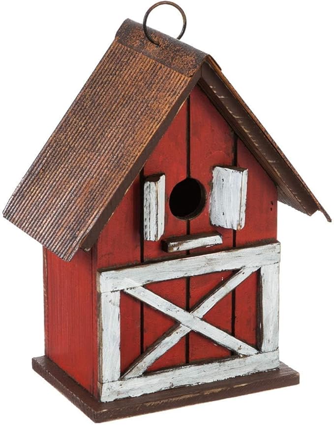 Topadorn Christmas Birdhouse, Hanging Wooden Garden Bird House for Outside, Unique for Bird Lovers, Outdoor Holiday Garden Decor for Blue Bird, Cardinals, Sparrow, Chickadee