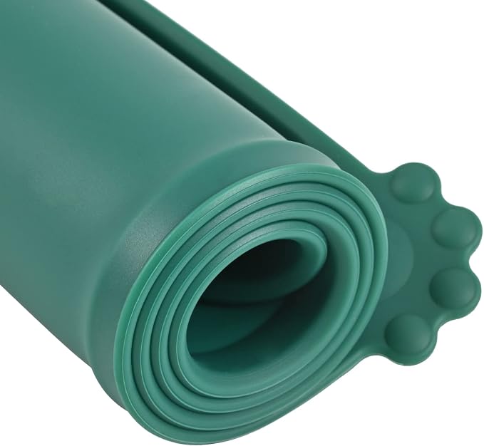 Silicone Waterproof Dog Cat Pet Feeding Mats, Non Slip, Easy Clean Pet Dog Cat Bowl Mats Placemat (18.5" x 11.5") Hunter Green