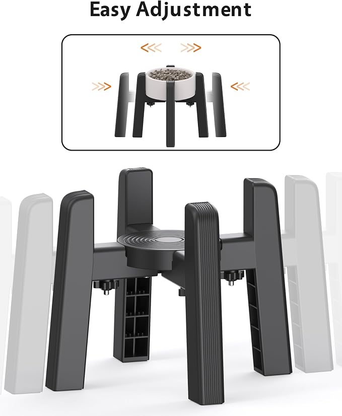 Dog Bowl Stand with Adjustable Width [2 Pack, Stand Only] | Elevated Pet Water & Food Bowl for Medium Dogs, Stable and Anti-Slip Raised Bowl