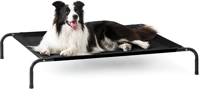 Love's cabin Elevated Cooling Dog Bed for Large Dogs, Portable Indoor & Outdoor Raised Pet Dog Cat Cot, Durable Summer Frame with Breathable Mesh, Black, 48 inches