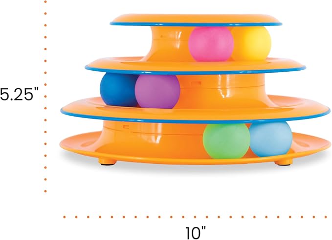 Catstages Tower of Tracks Cat Toy – 3-Level Track Tower with 6 Balls, Interactive Cat Toy for Indoor Enrichment