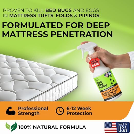 Nature's Dome Bed Bug Spray – 16 OZ Natural Bed Bug & Mite Killer, Destroys Eggs, Kills Resistant Strains, Long-Lasting Protection, Safe for Home Use