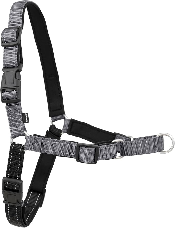 Petsafe Deluxe Easy Walk Harness, Small, Steel Gray, EWH-D-HC-S-STL | Padded Neoprene Straps, Reflective Strips for Night Safety, Martingale Loop Curbs Pulling from the Chest, Not the Throat