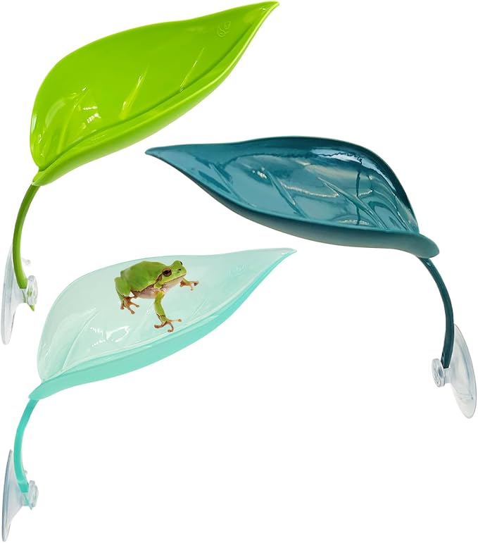 3 Pack Plastic Frog Habitat Platform with Suction Cups Reptile Decorations for Terrarium Dwarf Frogs Tank Accessories Decor Turtle Basking Platforms for Amphibian
