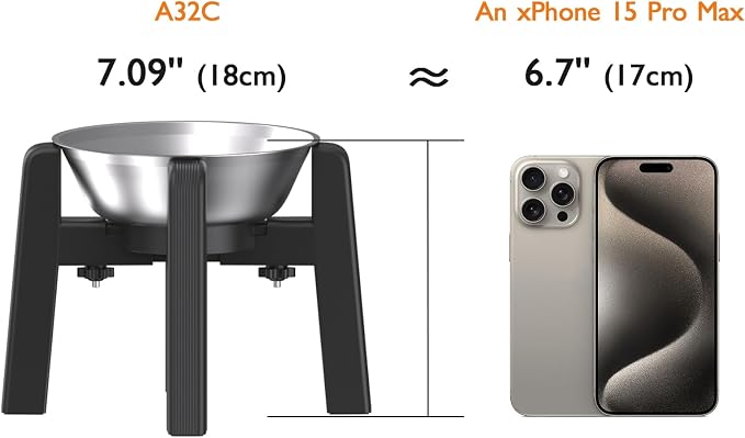 Elevated Dog Bowl, Raised Dog Bowl Stand with Stainless Steel Bowl | Elevated Pet Water & Food Bowl for Medium Dogs, Stable and Anti-Slip Raised Bowl