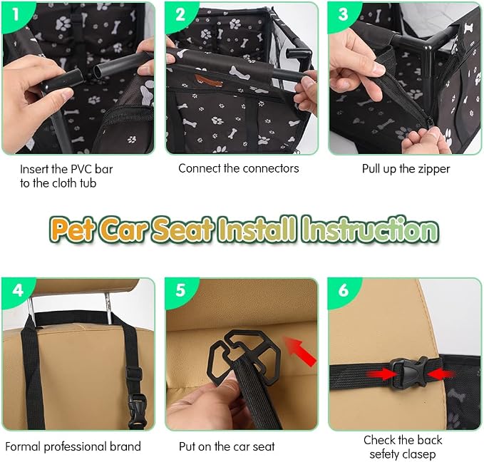 Dog Car Seat Puppy Portable Pet Booster Car Seat with Clip-On Safety Leash and Stable Fram, Anti-Collapse,Perfect for Small Pets