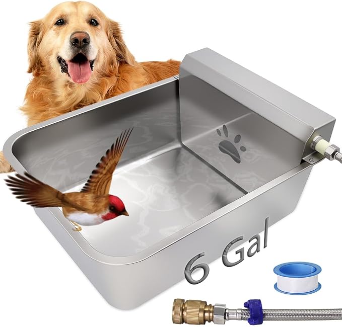 Automatic Dog Water Bowl Dispenser 23L Large with Hose & Adapter | Stainless Steel, Rustproof,Large Capacity, Self Filling, with Float Valve,No Mass, No-spill,outdoor,for Cat,Livestock,Chicken