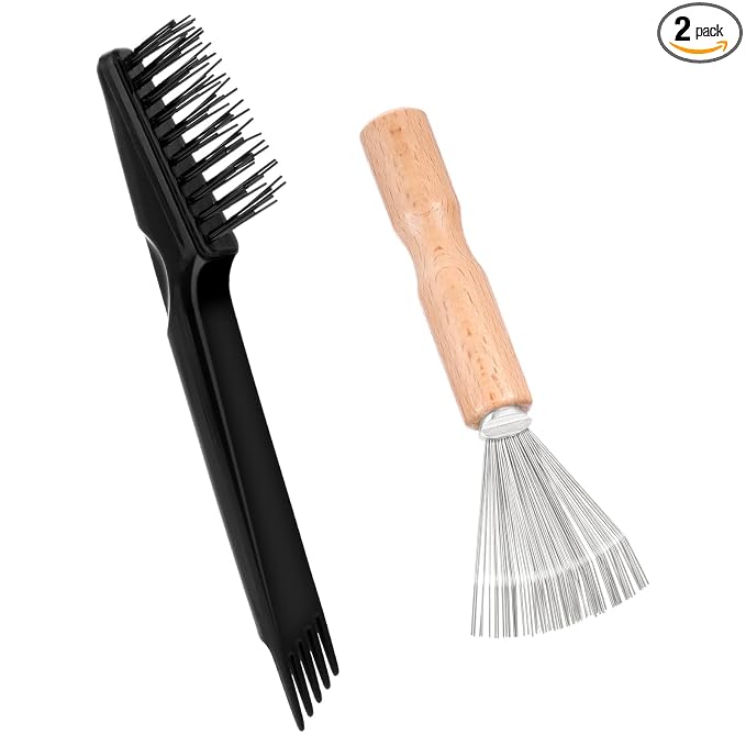 2 Pcs Hair Brush Cleaning Tool Mini Comb Cleaner Rake Metal Wires Hair Remover Tool for Home and Salon Use
