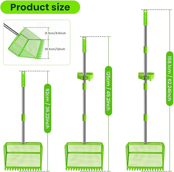 2026 Upgraded 2-in-1 Chicken Poop Scooper & Rake with Handle, 12inch Heavy-Duty Metal Chicken Coop Scoop for Sand Sifting Shovel Litter Scooper for Farm House Chicken Coop Cleaning Tools Accessories