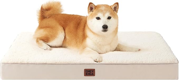 EHEYCIGA Orthopedic Dog Bed Large with Removable Washable Cover, 36IN Camel | Egg Crate Foam Support, Durable Oxford fabric, Non-Slip Bottom, Machine Washable, Soft Waterproof Plush Pet Bed Mat For Crate