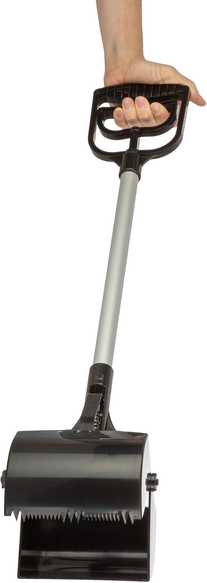 PETMAKER One‑Handed Pet Pooper Scooper for Dogs and Cats, Black, 28” | Gripper Waste Picker Outdoor/Indoor Poop Scoop with Serrated Jaws, Aluminum and Plastic Sanitary Pet Waste Cleanup Tool
