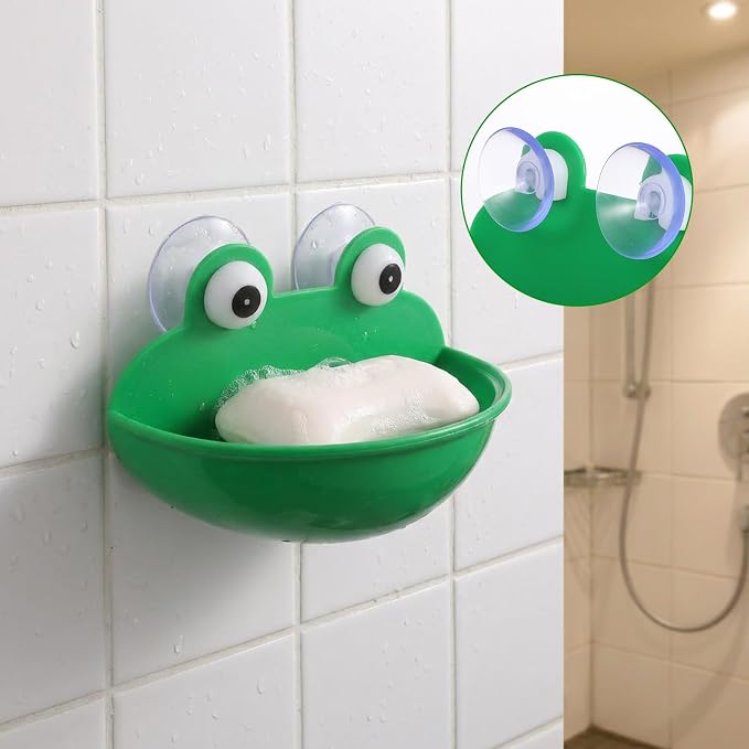 2pcs Frog Habitat with Suction Cup Frog Dish Holder Cute Fish Tank Decoration Lovely Suction Cup Soap Dish Holder Frogs Terrarium Decor for Tree Frogs Tadpole Small Aquatic Animal